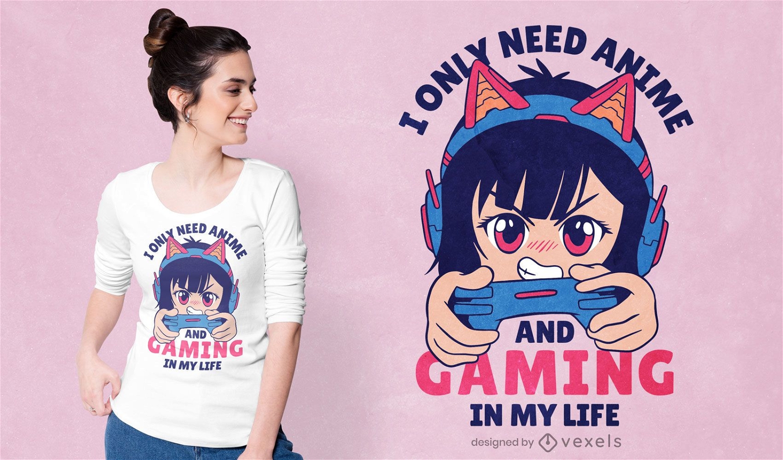 Dise?o de camiseta de anime y juegos.