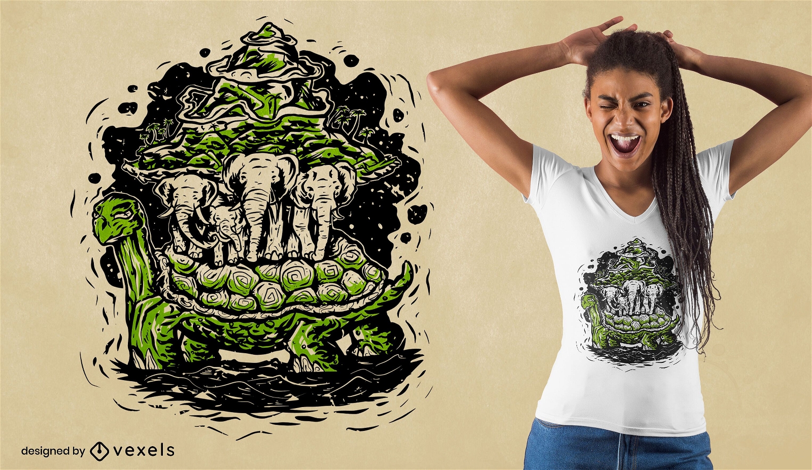 Flaches Erdschildkröten-T-Shirt Design