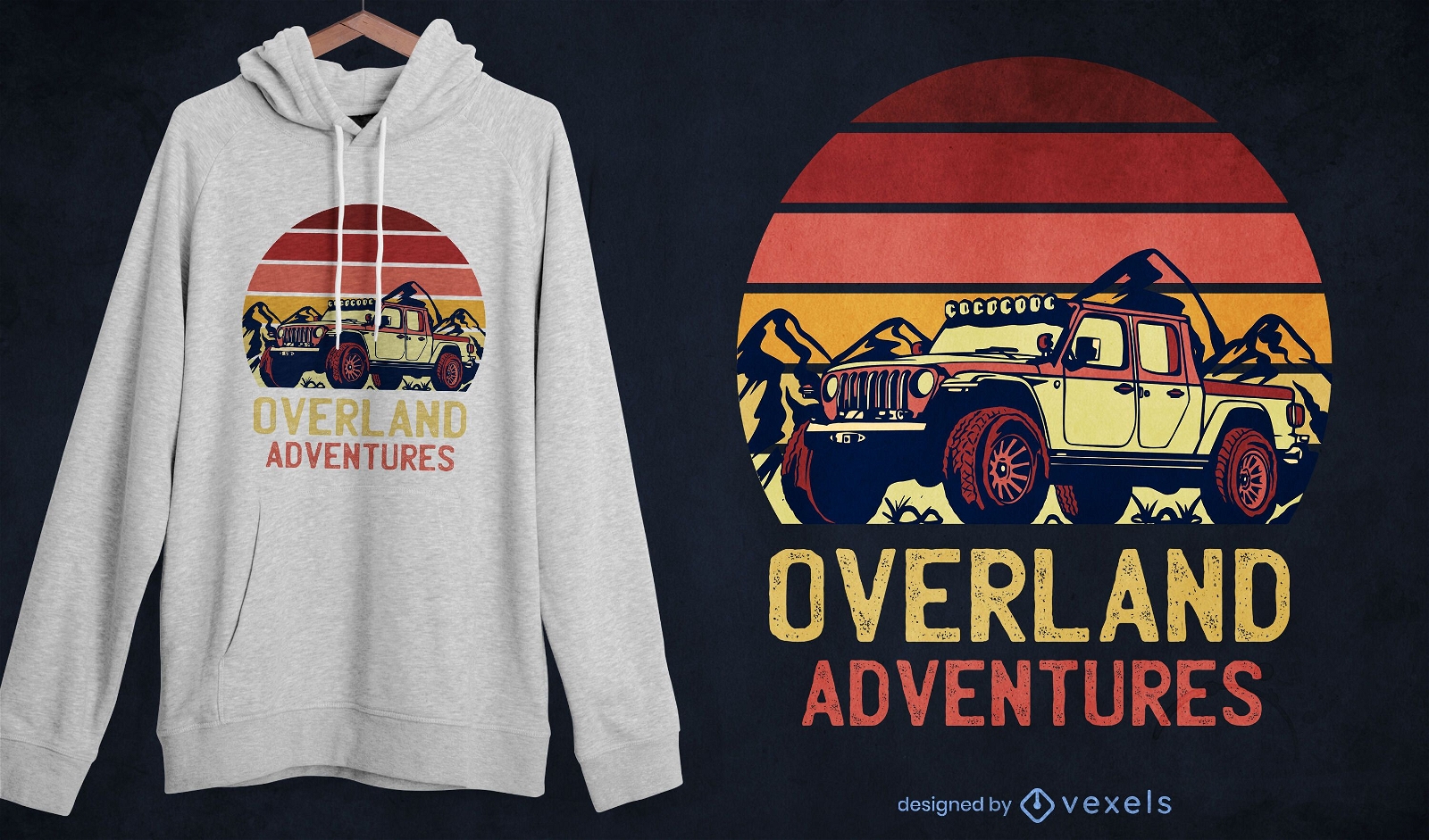 Diseño de camiseta retro de Overland Adventures.