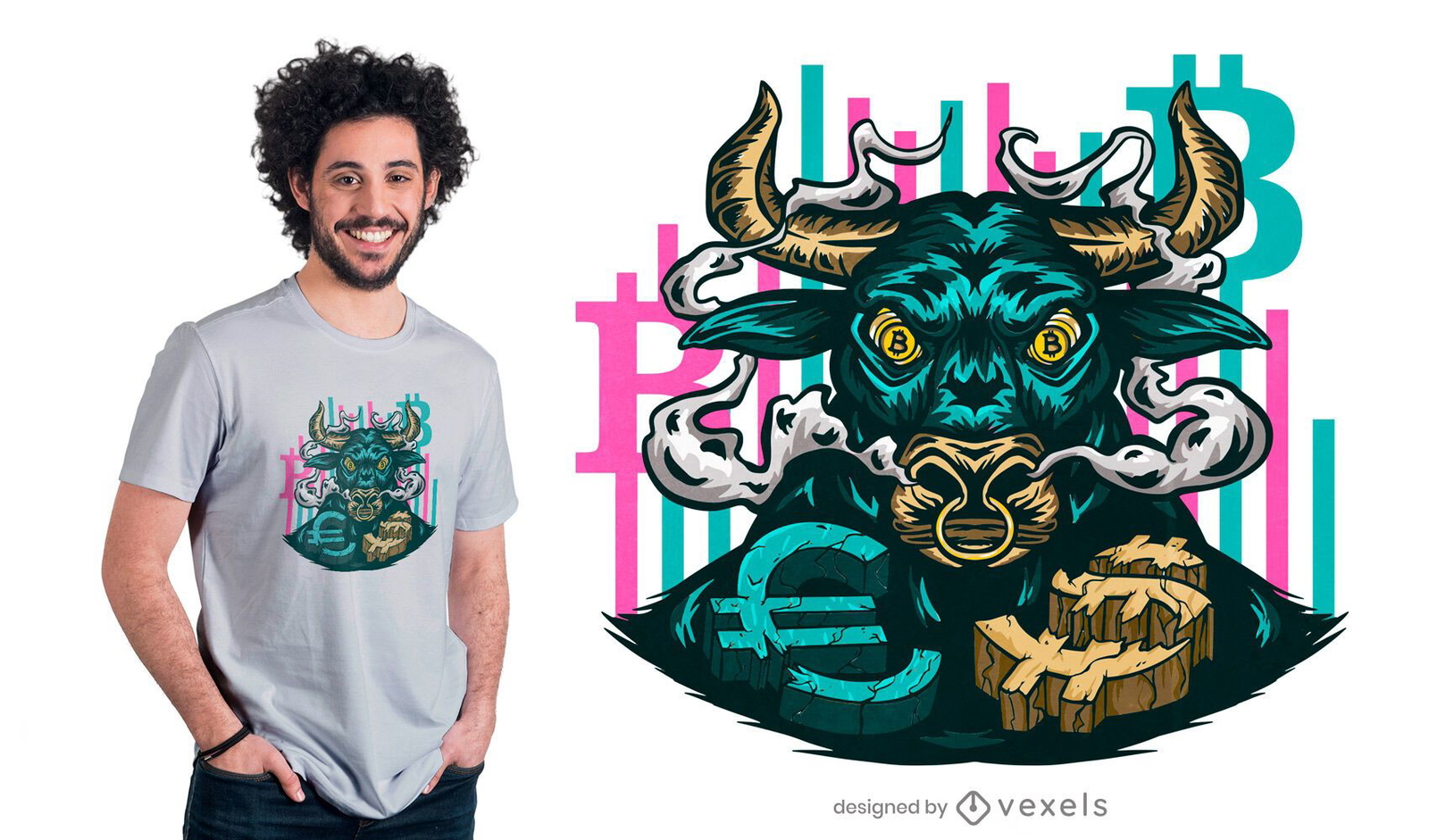 Diseño de camiseta bull crypto