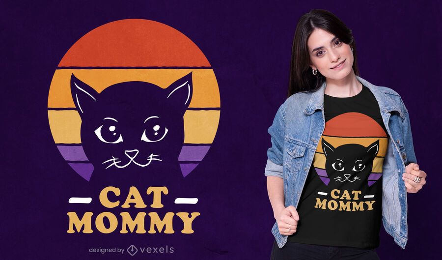 Diseño de camiseta retro cat mommy Diseño de camiseta retro cat mommy
