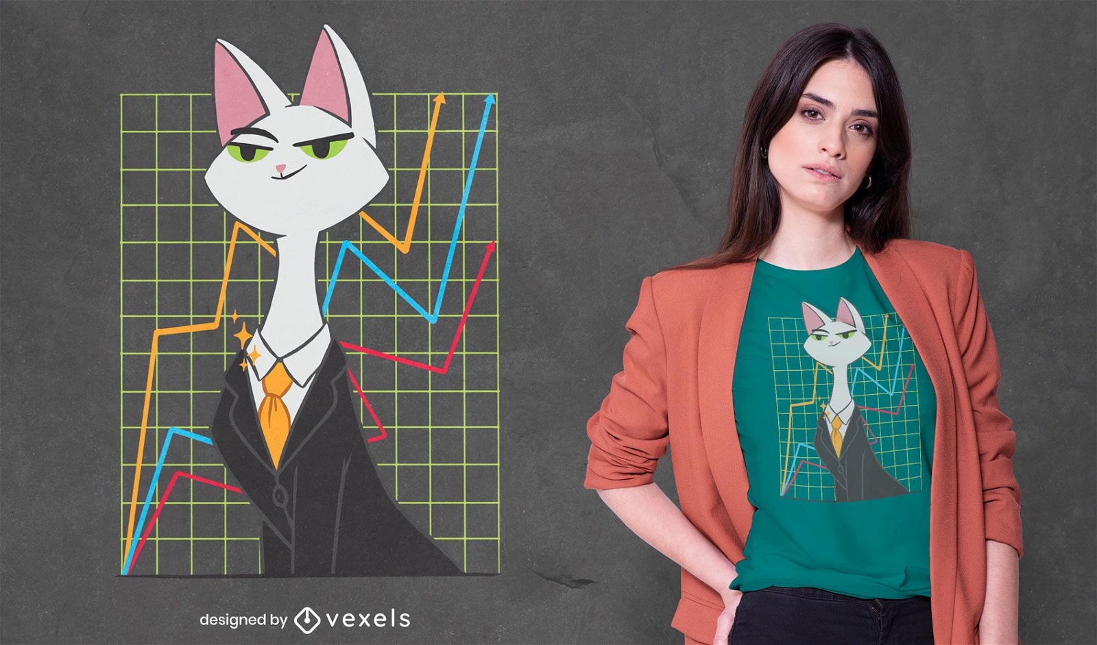 Diseño de camiseta de gato inversor.