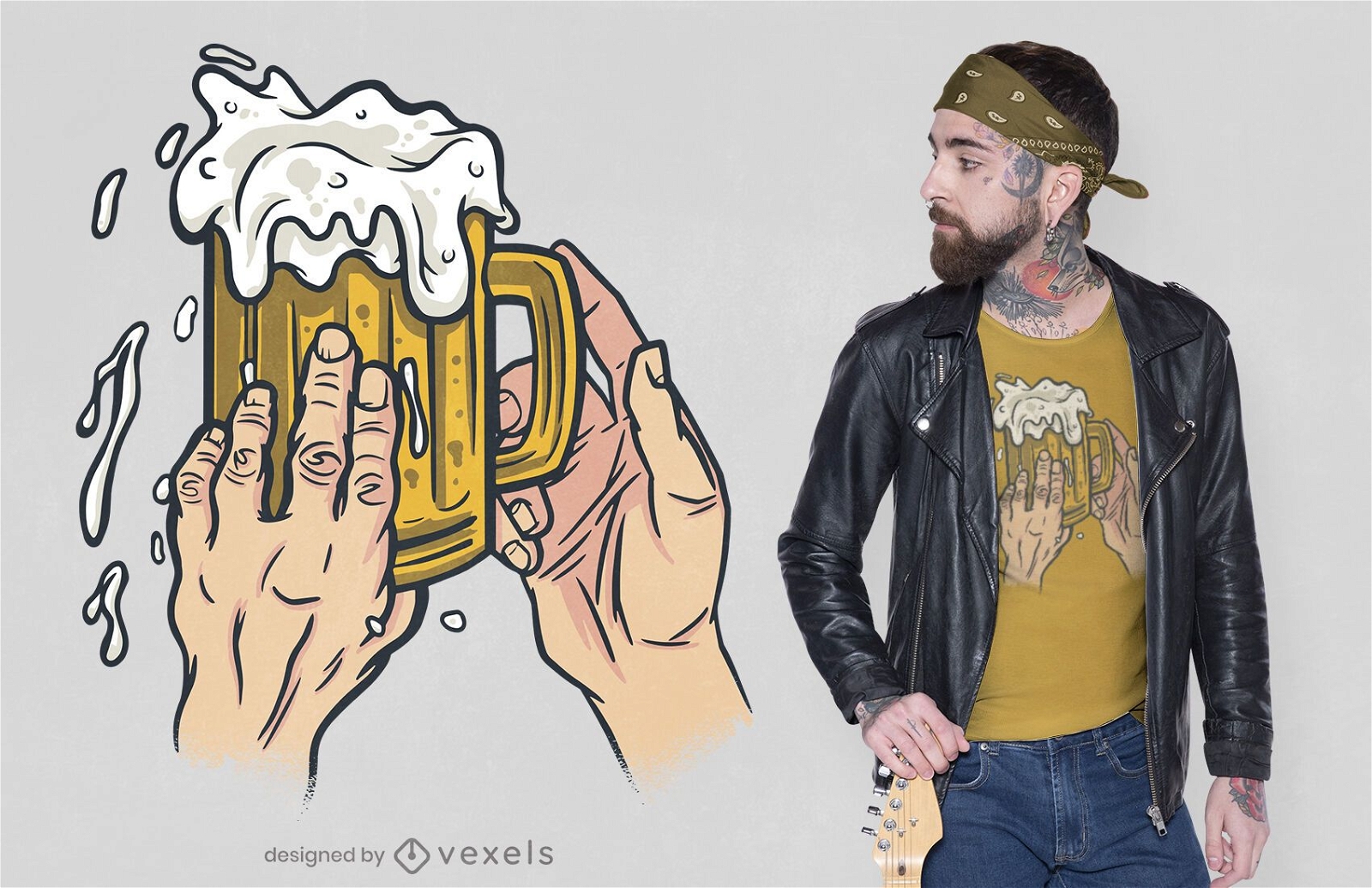 Design de camiseta de caneca de cerveja