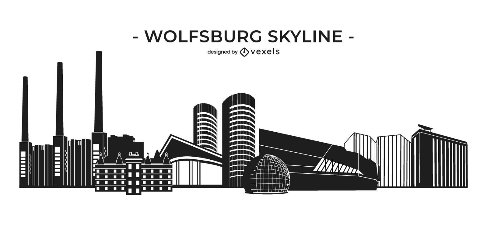 Wolfsburg monochrome Skyline