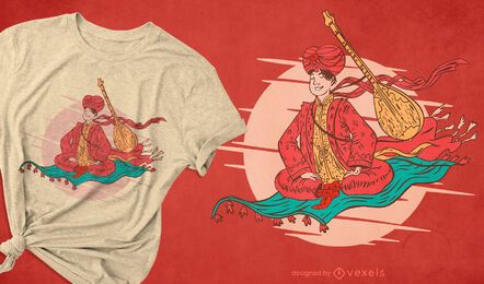 Diseño de camiseta de alfombra voladora.