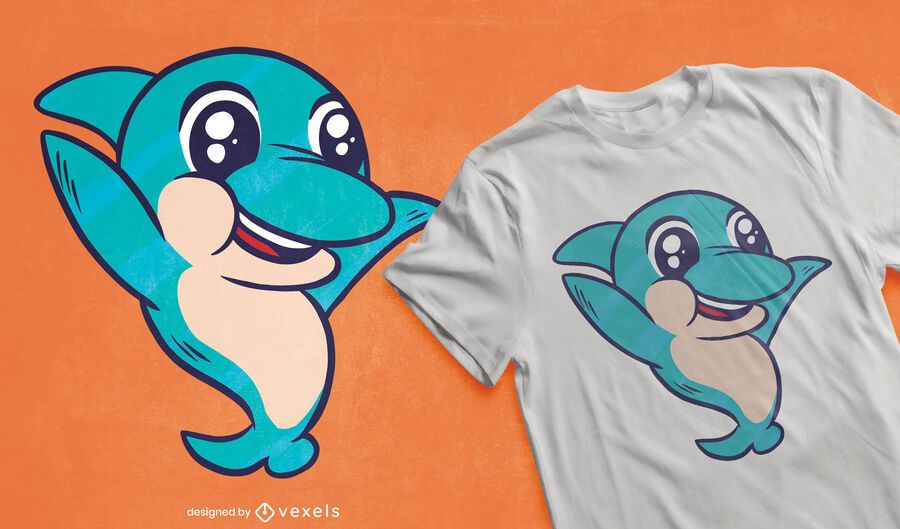 Design de camiseta golfinho fofo Design de camiseta golfinho fofo