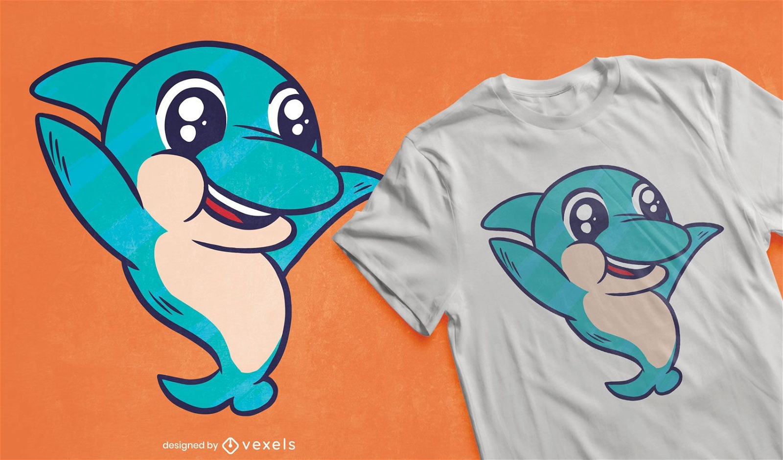 Design de camiseta golfinho fofo