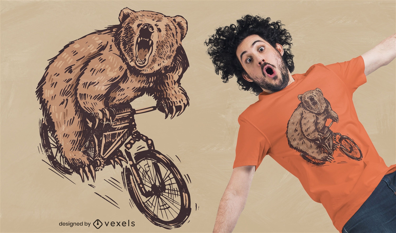 Design de camiseta com urso ciclista