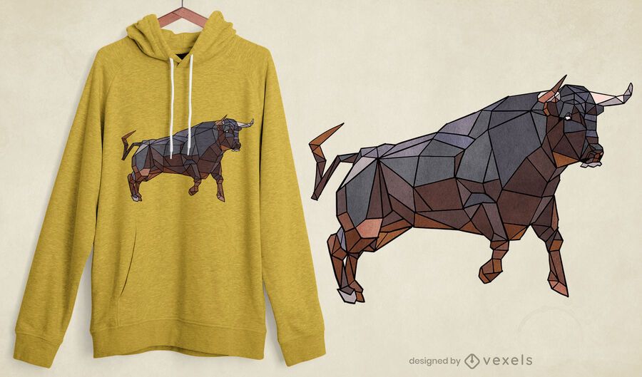 Diseño de camiseta Bull Low Poly Diseño de camiseta Bull Low Poly
