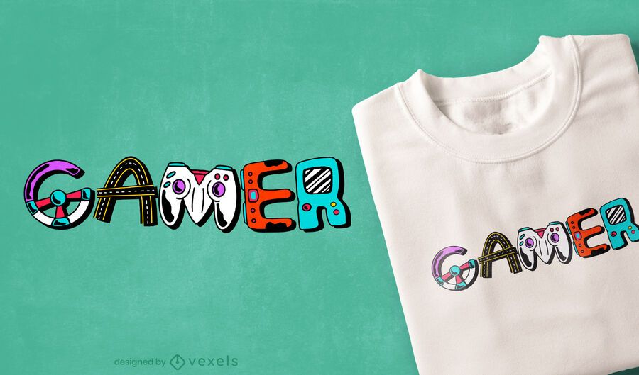 Gamer element lettering t-shirt design Gamer element lettering t-shirt design