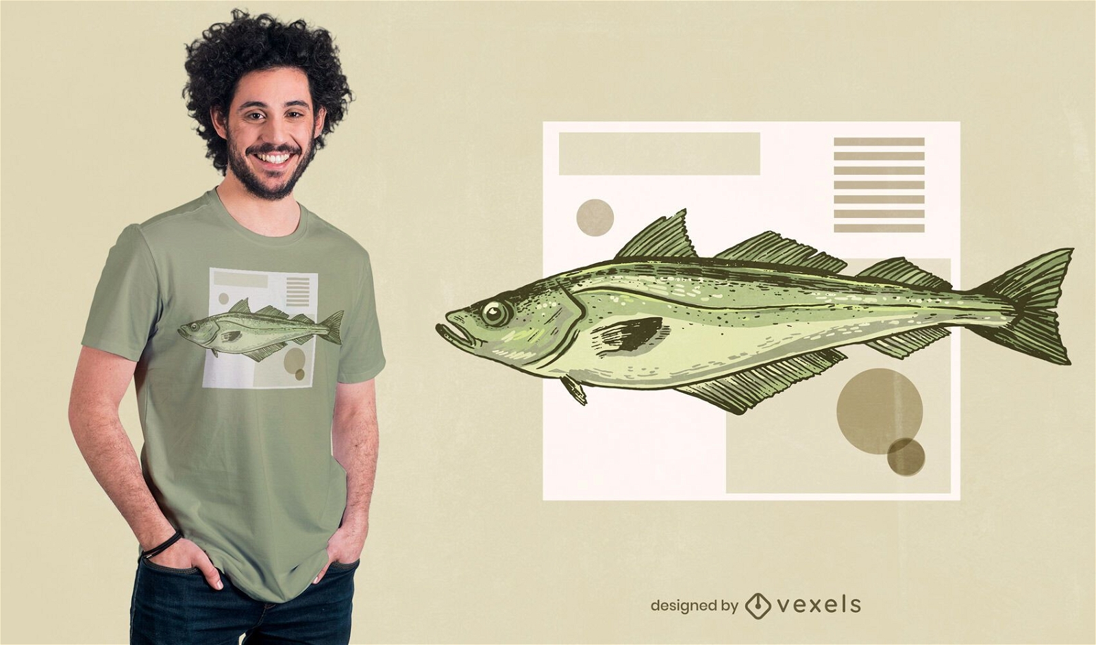 Design de t-shirt Pollock Fish
