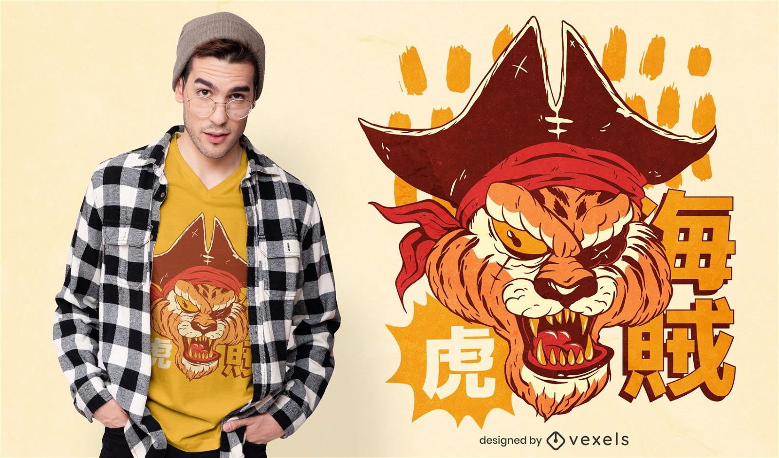 Tiger pirate t-shirt design