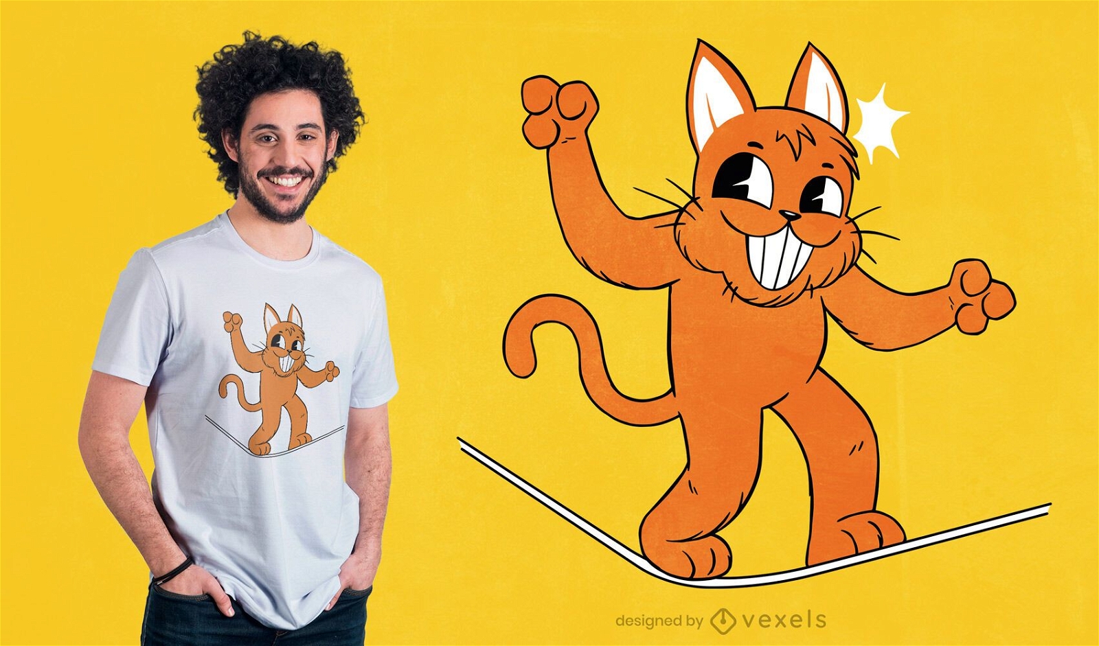 Design de t-shirt de gato slackline