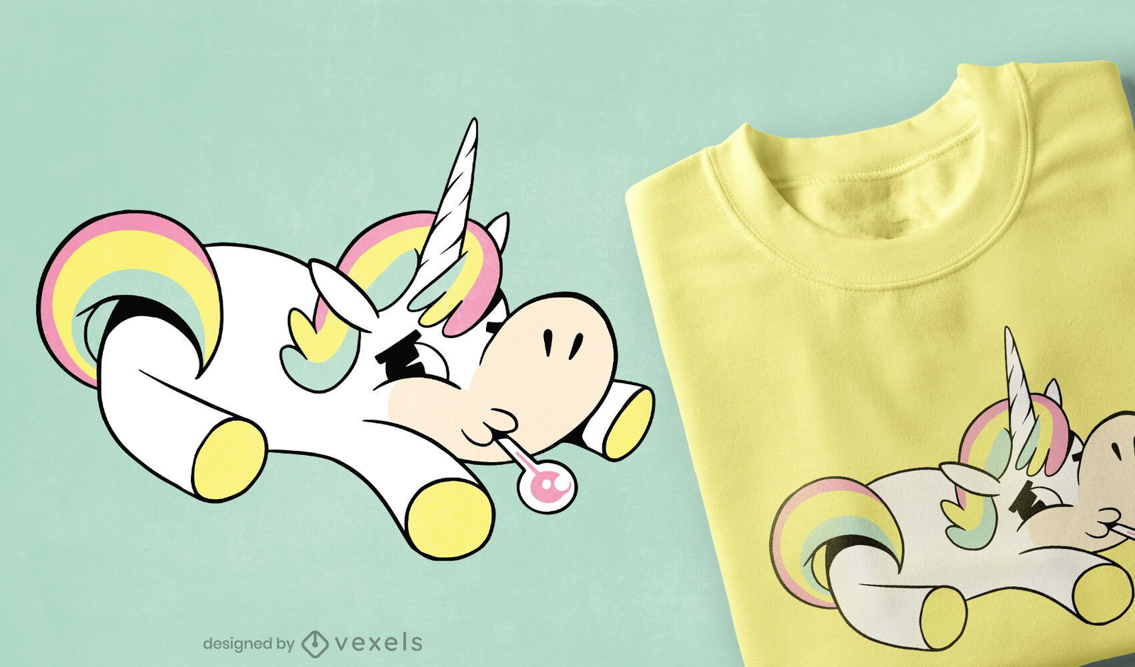 Diseño de camiseta de unicornio enfermo