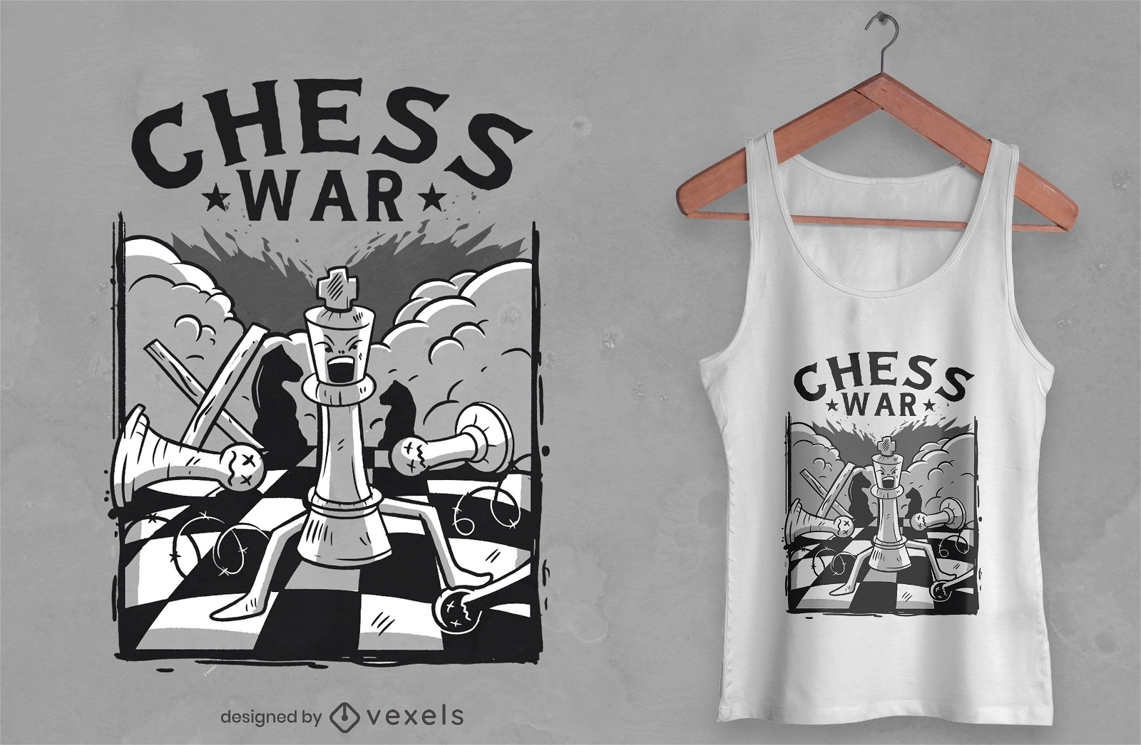 Design de camisetas de guerra de xadrez