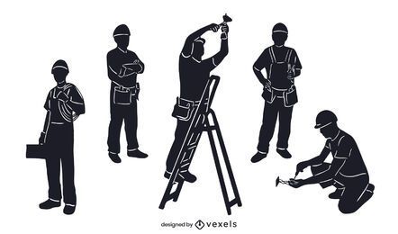 Elektriker Silhouette eingestellt