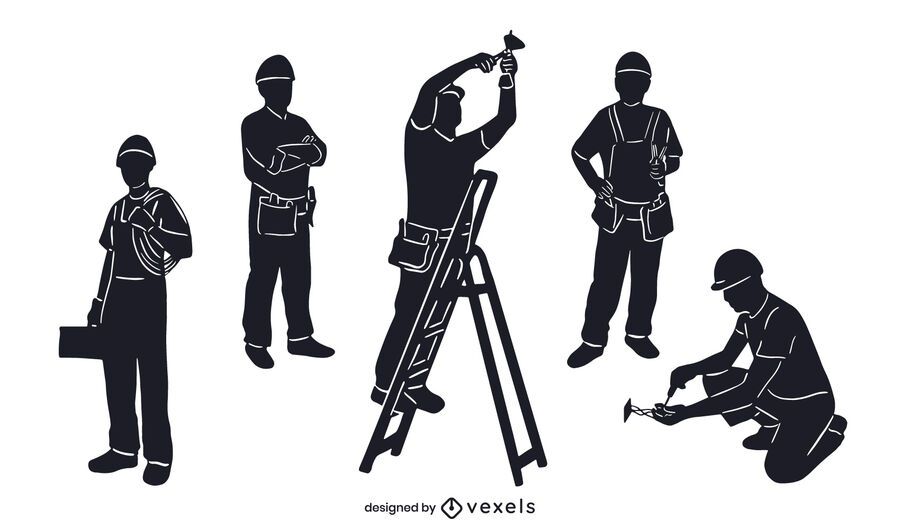 Electrician silhouette set Electrician silhouette set