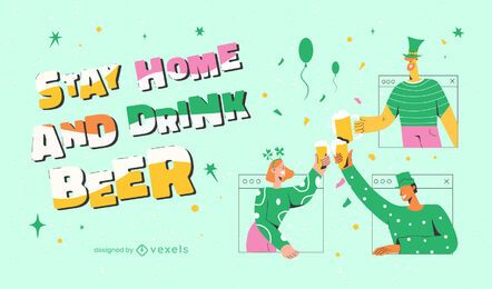 St. Patrick's bleiben zu Hause Illustration St. Patrick's bleiben zu Hause Illustration