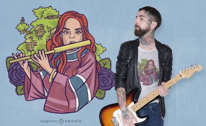 Elf flute t-shirt design Elf flute t-shirt design