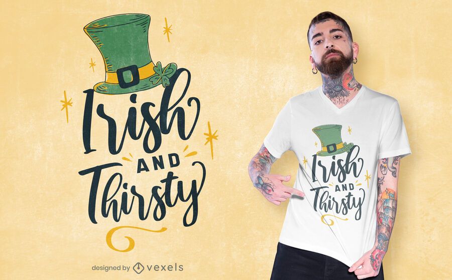 Diseño de camiseta irlandés y sediento. Diseño de camiseta irlandés y sediento.