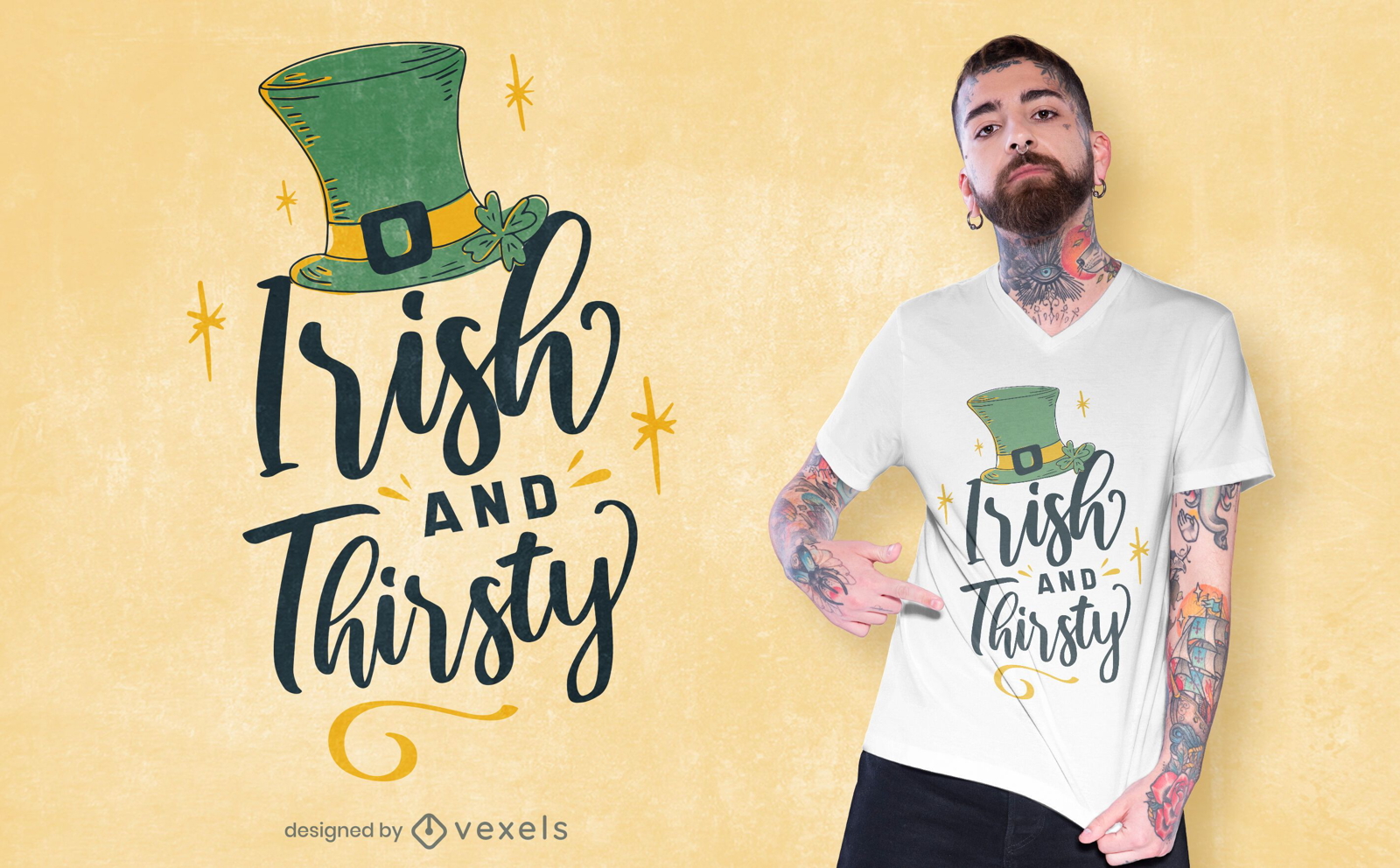 Dise?o de camiseta irland?s y sediento.