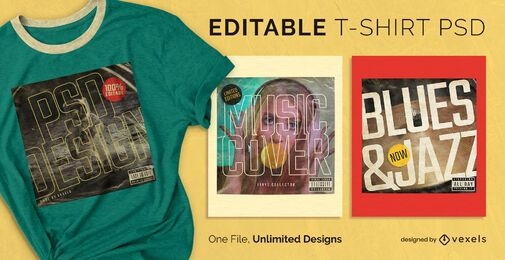 Vinyl cover scalable t-shirt psd