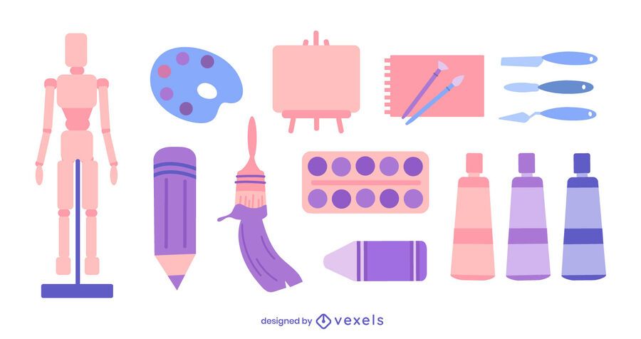 Art supplies flat set Art supplies flat set