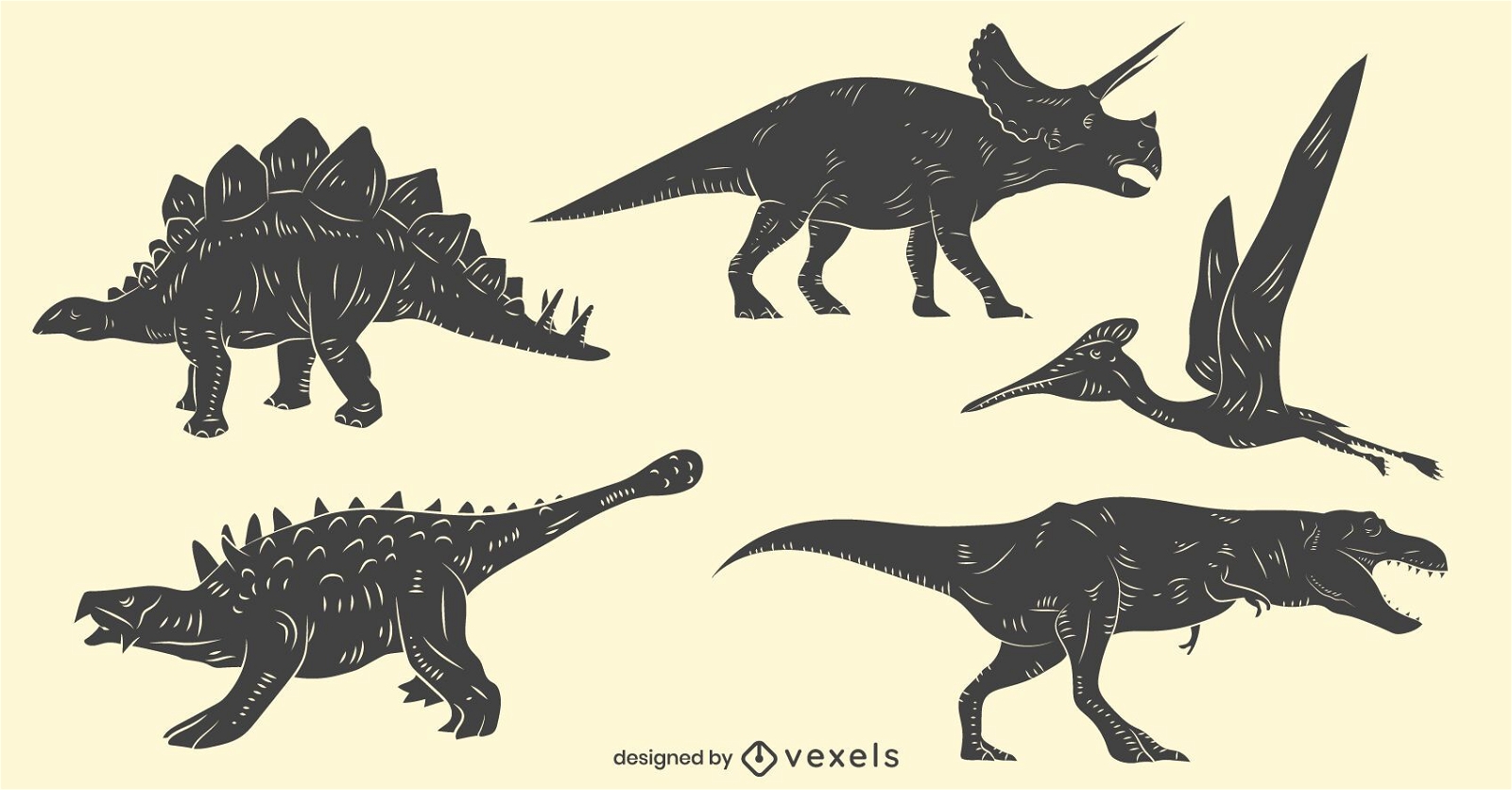 Dinosaurier handgezeichnetes Set