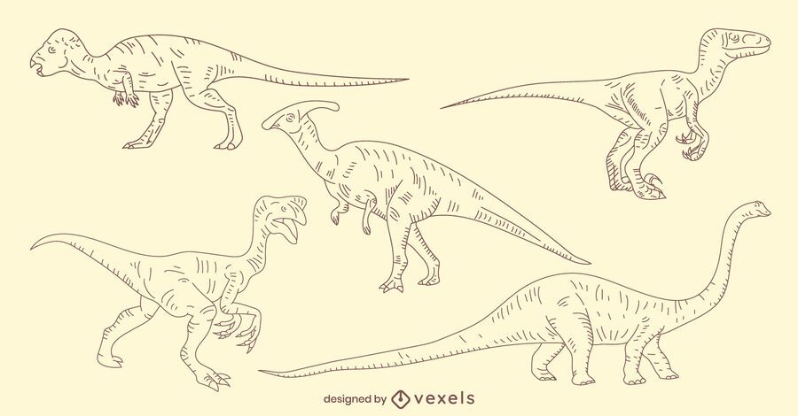 Hand-drawn dinosaur set Hand-drawn dinosaur set