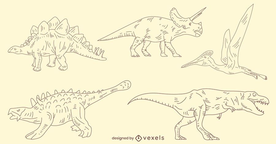Hand-drawn dinosaurs set Hand-drawn dinosaurs set