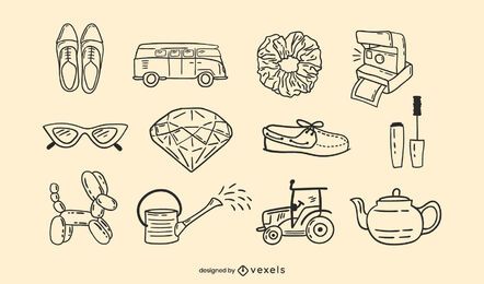 Miscellaneous objects doodle set Miscellaneous objects doodle set