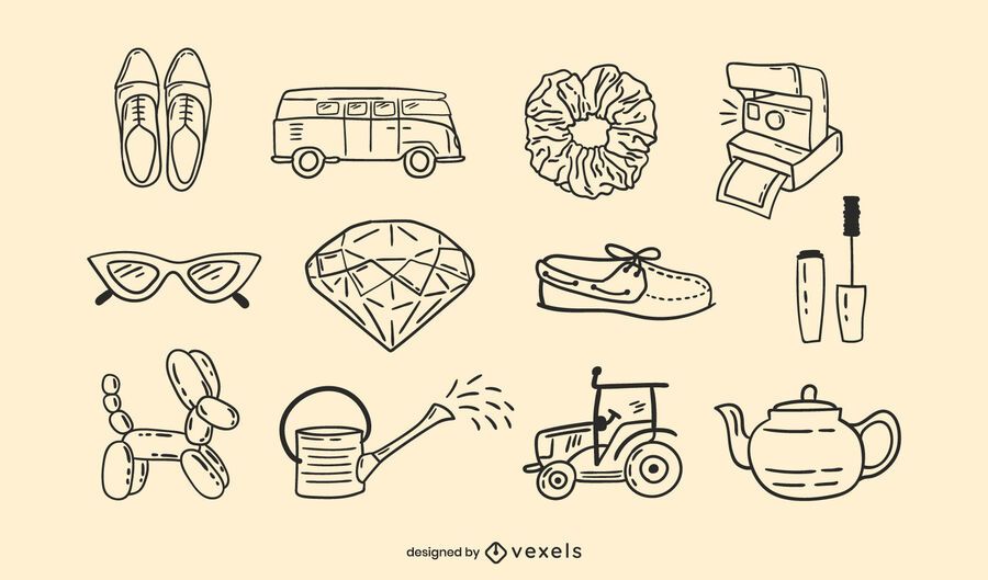 Miscellaneous objects doodle set Miscellaneous objects doodle set