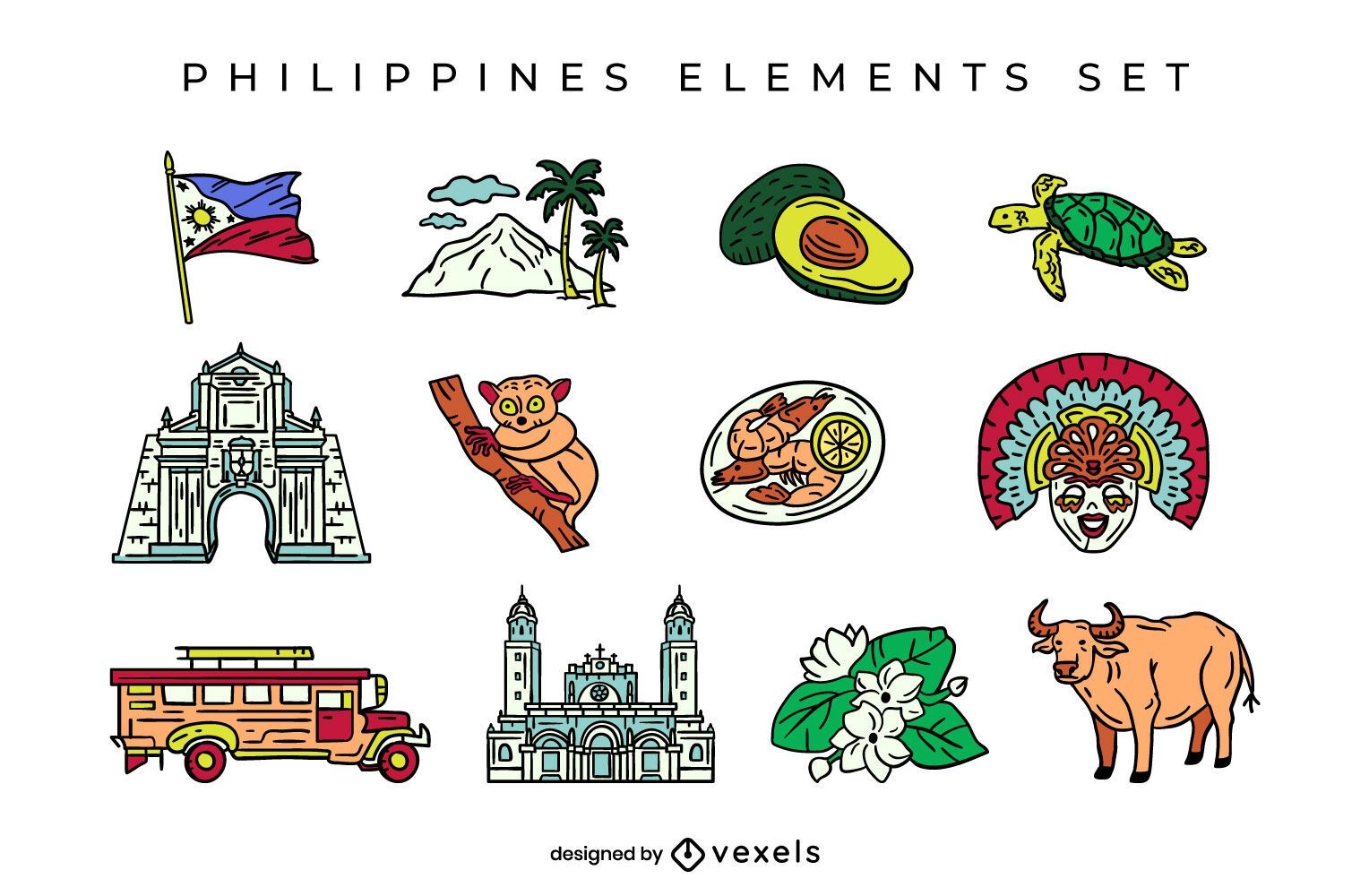 Philippinen Elemente setzen Design