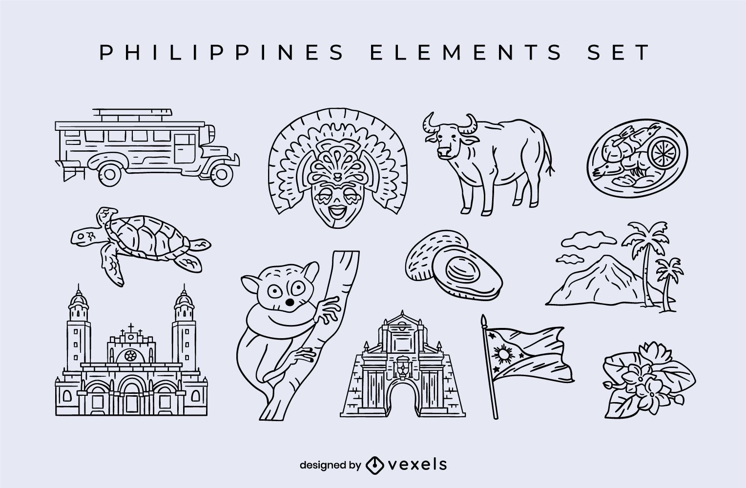 Conjunto de trazos de elementos de Filipinas
