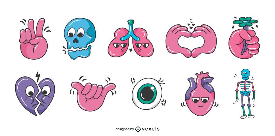 Human body glossy cartoon set Human body glossy cartoon set