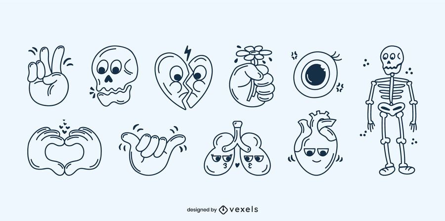 Human body stroke cartoon set Human body stroke cartoon set
