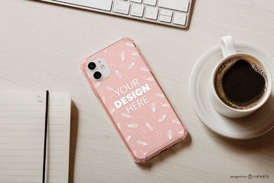 Coffee phone case mockup composition