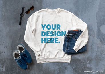 Sweatshirt jeans mockup composition Sweatshirt jeans mockup composition