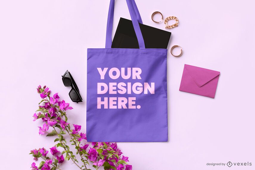 Floral tote bag mockup composition Floral tote bag mockup composition