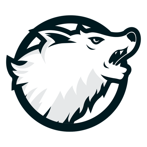Logotipo de c?rculo de lobo enojado