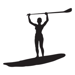 Brazos en alto silueta de surf de remo Transparent PNG