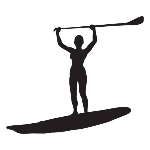 Arme hoch stehen Paddleboarding Silhouette PNG-Design