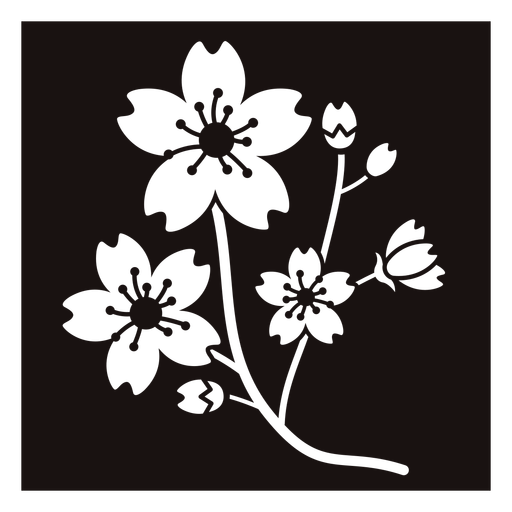 Botanic flower sprouts stencil PNG Design