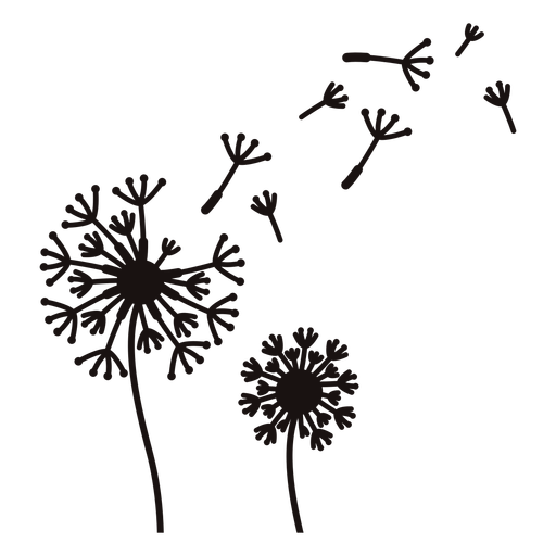 Dandelion flower blowing stroke PNG Design