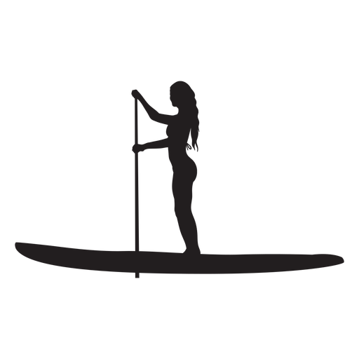 Silhueta feminina de stand up paddleboard Desenho PNG