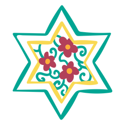 Garabato floral de la estrella de david Diseño PNG