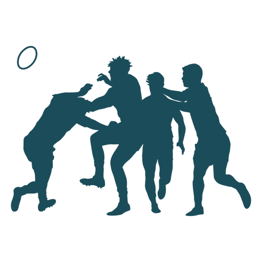 Four rugby players silhouette