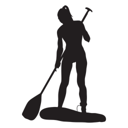 Chica stand up paddleboarding silueta Transparent PNG