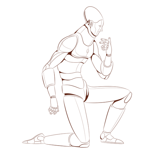 Download Kneeling android character - Transparent PNG & SVG vector file