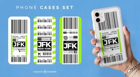 Airport ticket phone cases set